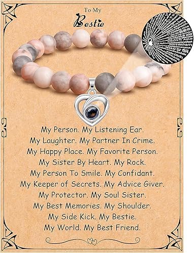 El Regalo 100 Languages I Love You Bracelet - Unique Jewelry for Girlfriend, Bestie, Daughter, Sister for Birthday & Special Occasions (To My Bestie)