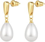 El Regalo Elegant Faux Pearl Earrings for Women - Elegant 18K Gold & Silver Plated Moti Jewelry Collection | Fancy Studs, Dainty Drops & Long Dangle Pearls Earrings for Girls (Style-5)
