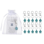 El Regalo 10PCs Lucky Little Turtle Keychain Set with White Organza Bag & Greeting Card - Good Luck Cute Mini Sea Turtle Inspirational Gift for Family, Friends, Coworkers