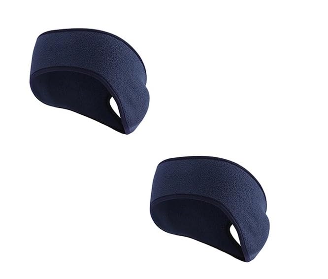 El Regalo 2 PCs Winter Fleece Ponytail Headbands- Ear Warmer/Earmuff Headbands with Ponytail for Men, Women, Girls, Boys Fleece Ear Warmers Headband for Cold Weather Ski Yoga (Blue & Blue)