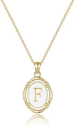El Regalo Unisex Vintage Style Waterproof Name Initial Letters Pendant Necklaces - Stainless Steel Golden Initials Jewelry - Hypoallergenic Letters Pendant Chain (Letter F)