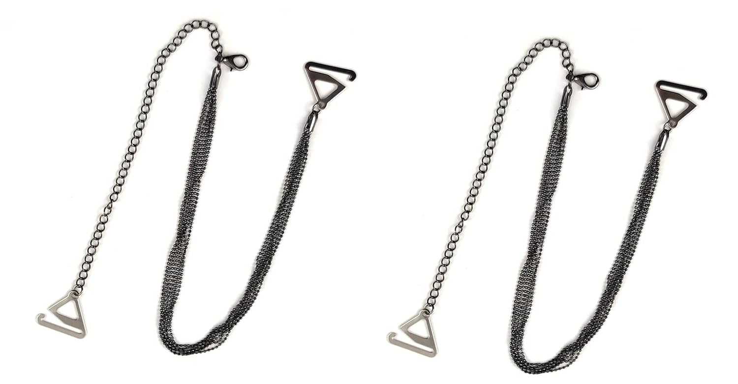 El Regalo 1 Pair Fancy Designer Bra Straps for Off Shoulder Dresses or Wedding/Evening Gowns (Gun Black Chain)