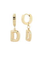 El Regalo Stainless Steel Bubble Name Initials Hoop Earrings- Anti Tarnish, Waterproof Name Letter Personalized Balloon Bubble Drop Earrings for Girls & Women (Name Initial- D)