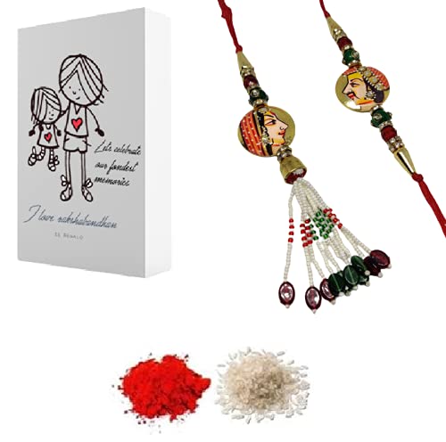 El Regalo Bhaiya Bhabhi Rakhi Raja Rani Couple Rakhi for Bhaiya & Bhabhi Bhaiya Bhabhi Raja Rani Rakhi Set (Peppy Yellow)