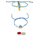El Regalo 2 PCs Kids Rakhis Combo Set - Cute 2 Kids Rakhis Set with Roli- Chanwal, Rakhi Message Card in Rakhi Gift Box for Little Brother/Niece/Nephew (2 Krishna Rakhis) Multicolour