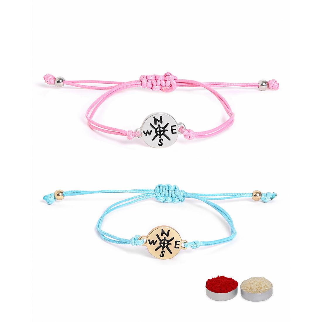 El Regalo 2PCs Cute Kids Bracelet Rakhi Combo Sets- Fancy Kids Rakhi for Brother/Sister with Roli Chwal, Rakhi Message Card in Rakhi Box for Babies/Toddlers/Kids (2 Compass Rakhis)