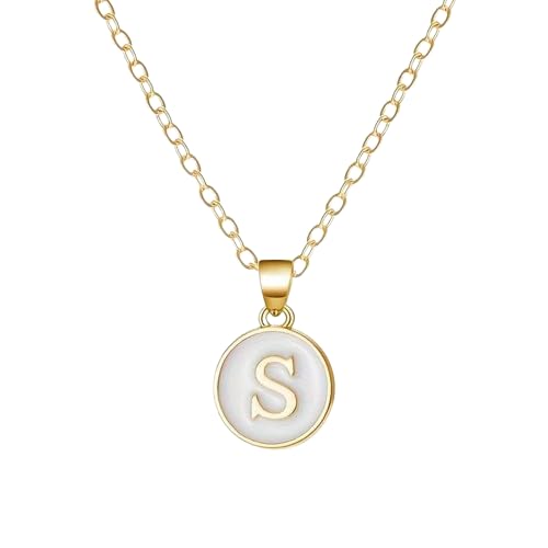 El Regalo Unisex-Adult Personalized Name Initial Letters Pendant Necklace-Enamelled Name Initials Pendant with Stainless Steel Chain (S)