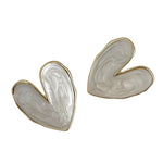 El Regalo Womens Irregular Feather- Light Heart Stud Earrings- Vintage Retro Style Enamel Heart Stud Earrings