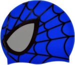 El Regalo Kids Spiderman Swimming Caps for Girls & Boys - Silicone Swimming Hat for Girls Boys Waterproof Bathing Caps for Long & Short Hair (Blue Spiderman Cap)