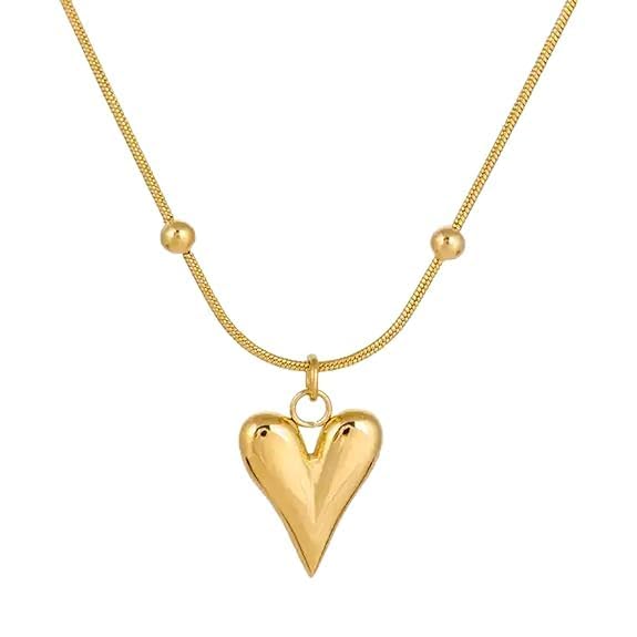 El Regalo Glamorous & Cute Stainless Steel Love Heart Pendant Necklace - Anti Tarnish, Waterproof, Elegant Gift for Girls & Women | Puffed Heart Design