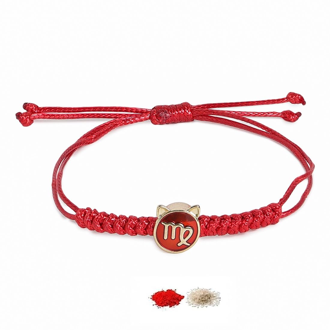 El Regalo 1 PC Zodiac Signs/Sun Signs Red Thread Bracelet Rakhi for Bhai/Brother/Niece or Nephew - Zodiac Sign Rakhi, Roli-Chawal Shagun, Rakhi Message Card in Rakhi Box (Virgo Rakhi)