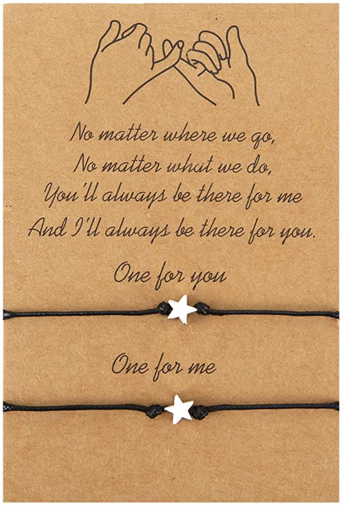 El Regalo Pinky Promise Distance Matching Bracelets for Best Friends, Couples, Family, Women, Men, Teens, Girls & Boys (Stars)