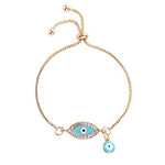 El Regalo Fashion Lucky Evil Eye Adjustable String Bracelet | Protection & Good Luck Chain Bracelets for Girls & Women (Light Blue)