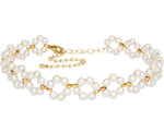 El Regalo Pearls Flowers Choker Necklace- Elegant Faux Pearls, Round Hollow Design Temperament Flower Choker Necklace for Girls & Women