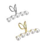 El Regalo 2PCs Tiny Pearl Cuff Cartilage Non-Pierced Clip On Earrings for Girls & Women- Vintage Pearl Clip Earrings (1 Silver+ 1 Golden)