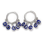El Regalo 1 Pair Evil Eyes Charms Hoop Earrings for Girls & Women - Dangling Blue Evil Eye Earrings for Girls & Women
