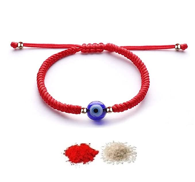 El Regalo Rakhi for Babies - beautiful Evil Eye Nazaria Rakhis for Little Brother/Niece/Nephew Rakhis for Kids/Babies/Toddlers (Red Evil Round)