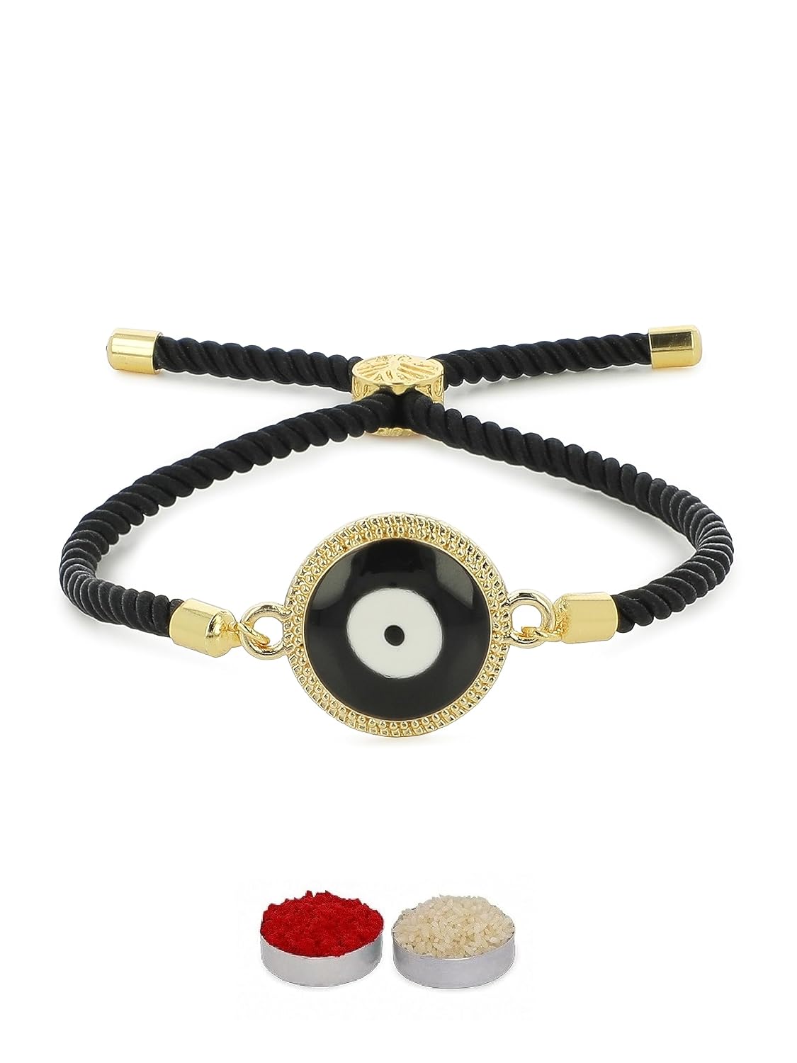 El Regalo Fancy 1PC Evil Eye Rakhi with Roli Chawal & Rakhi Message Card - Lucky Protection Rakhi to Avoid Negative Energies for Brother/Sister-in-Law/Niece or Nephew (Style-2)