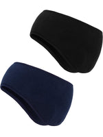 El Regalo 2 PCs Fleece Ear Warmers Headband Winter Ear Muffs for Men Women Kids in Cold Weather, Running Yoga Skiing Riding Bike Ear Cover (1 Black & 1 Blue)