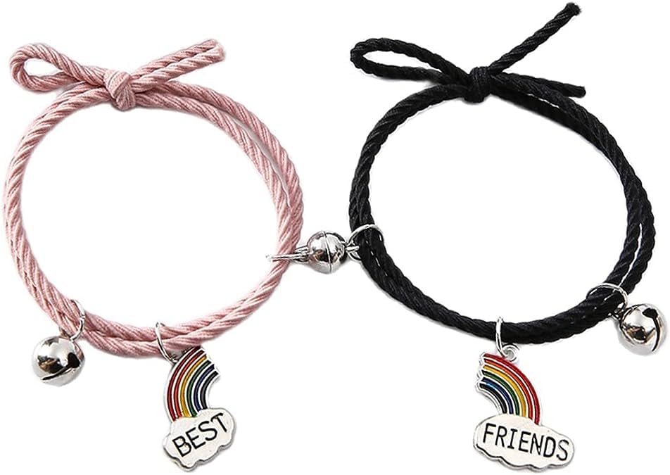El Regalo Unisex 2pcs BF Magnetic Rainbow Couple Bracelet- Stretch Matching Relationship Bracelet for for Best Friends/Besties/Couples (Option-2)