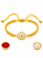 El Regalo Evil Eye Bracelet Rakhi for Brother with Roli Chawal in Gift Box (Yellow)