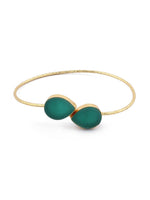 El Regalo Gold Plated Gemstone Cuff Bracelets for Women Natural Raw Rough Quartz Healing Crystal Cuff Bracelet Bangle (Emerald Green Quartz)