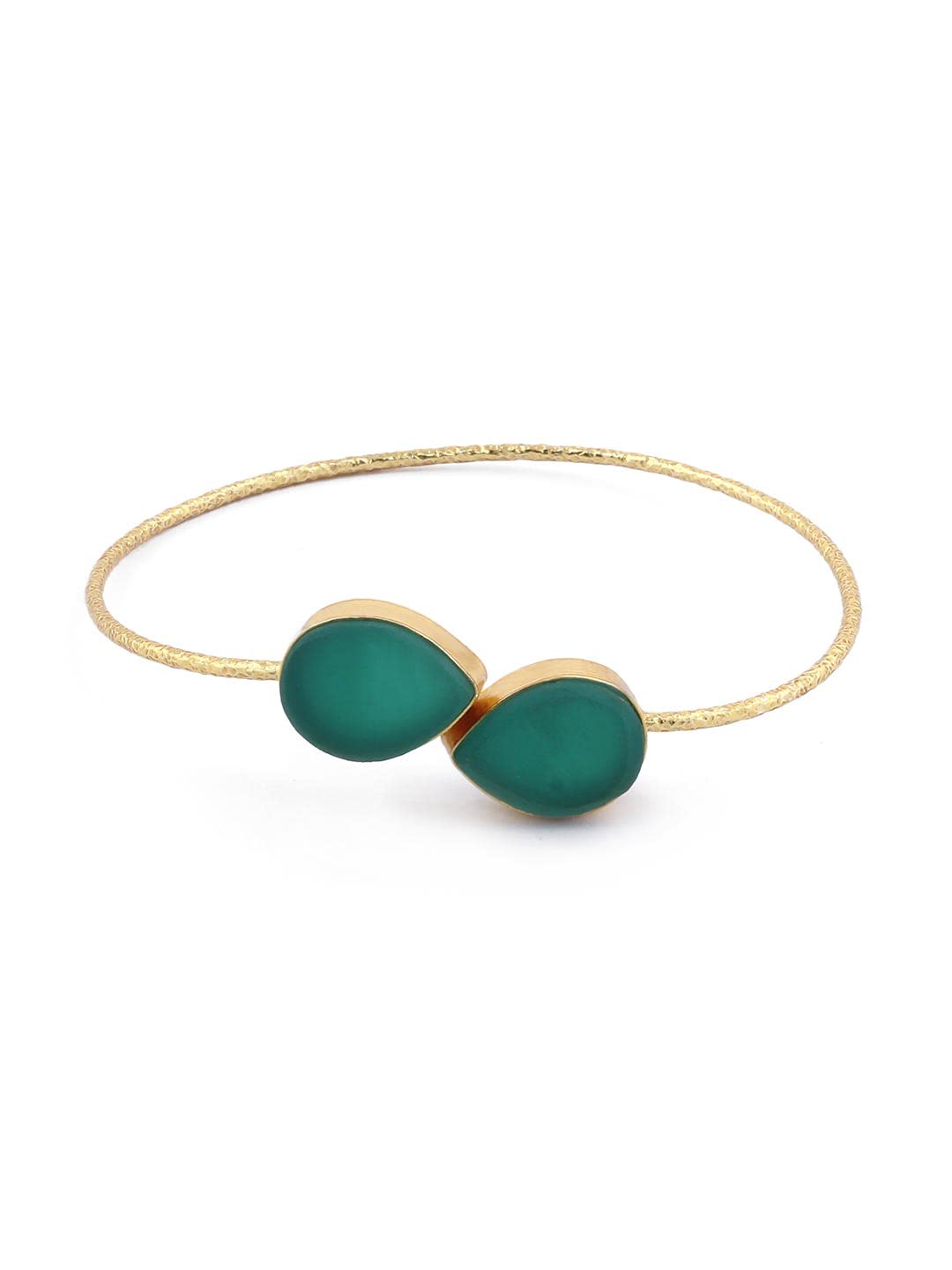 El Regalo Gold Plated Gemstone Cuff Bracelets for Women Natural Raw Rough Quartz Healing Crystal Cuff Bracelet Bangle (Emerald Green Quartz)