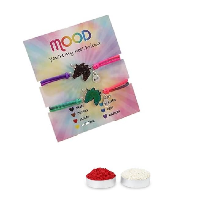 El Regalo 2PCs Fancy Kids Rakhi Combo Set for Brother/Niece/Nephew- Kids Dinosaur/Unicorn Colorful Rakhi Set with Roli Chawal in Rakhi Gift Box (2 Unicorn Bracelet Rakhis)