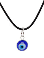 El Regalo Elegant Evil Eye Necklace - Evil Eye Handmade Glass Lamp work Unisex Pendant Necklace for Men, Women, Girls & Boys | Evil Eye Pendant Necklace (Silver with Cord)