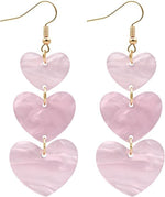 El Regalo Valentines Day Gift for Her- Heart Earrings for Women Girls- Dangling dangler Valentine's Day Gift (Pink Acrylic Heart Earrings)
