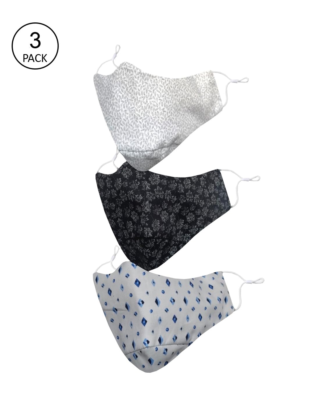 El Regalo Men Pack Of 3 Printed 3-Ply Cotton Reusable Protective Outdoor Masks