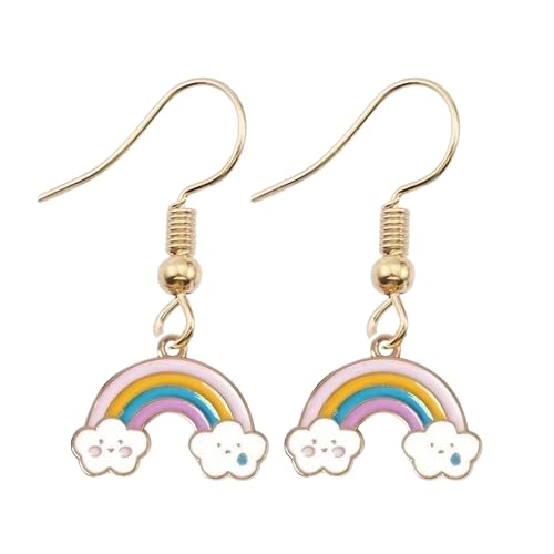 El Regalo 1 Pair Rainbow Earrings- Cute Enameled Colorful Rainbow Hypoallergenic Earrings for Girls & Women (option-1)