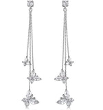 El Regalo Crystal Butterfly Drop Dangle Tassel Earrings for Women & Girls- Long Tassel Butterfly Earrings (White Butterfly Earrings)