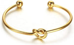 El Regalo Stainless Steel Forever Love Knot Infinity Cuff Bracelets for Girl & Women- Waterproof Infinity Knot Adjustable Bracelet (Gold)