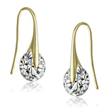 El Regalo Minimalist Gold Plated Cubic Zirconia Drop Earrings for Women & Girls | Modern & Luxurious Crystal Dangle Hook Earrings | Classy Fashion Jewellery Gift
