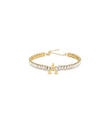 El Regalo Personalized Initial Letter Bracelet for Women | Gold Finish Tennis Bracelet with Alphabet Charm | Adjustable Stainless Steel Zircon Bracelet | Anti Tarnish Jewelry (A Letter)