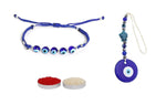 El Regalo Designer Evil Eye Rakhi Set for Brother & Bhabhi- Bhaiya Bhabhi Lumba/Luma Rakhi Set with Roli Chawal, Message Card in Gift Box