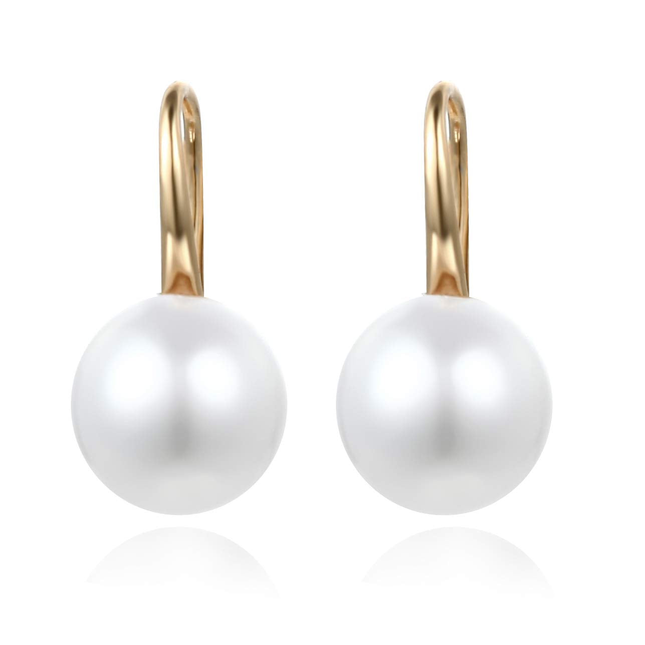 El Regalo Beautiful Rhodium Plated Tiny Pearl Drop Earring for Women and Girls (Golden)