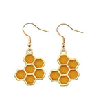El Regalo Enamel Honeycomb Bee Earrings for Girls & Women - Geometric Hexagon Honeycomb Beehive Dangle Earrings (Honeycomb Earrings)