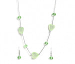 El Regalo 2PCs Crystals Beads Necklace & Earrings Jewelry Set for Kids/Girls & Teens - Shimmering/Matt Crystal Beads Fancy Jewelry Set (Light Green Heart)