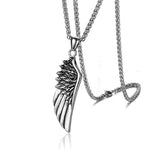 El Regalo Stainless Steel Angel Wing Feather Pendant Unisex Necklace for Men Women: Guardian Elegance Gothic Feather Necklace