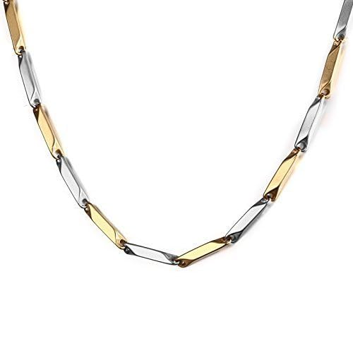 El Regalo Elegant Dual Tone Stainless Steel Unisex Rice Chain for Men & Women- Gold Silver Tone - Italian Dual Tone Rice Anti Tarnish/Waterproof Chain