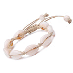 El Regalo Natural Cowrie Bead Shell Bracelet Hawaiian Jamaican Adjustable Beach Surfer Jewelry Macrame Unisex Bracelets (Black)
