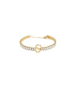 El Regalo Personalized Initial Letter Bracelet for Women | Gold Finish Tennis Bracelet with Alphabet Charm | Adjustable Stainless Steel Zircon Bracelet | Anti Tarnish Jewelry (S Letter)