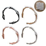 El Regalo 4pcs Stretchable Foldable Pearl Headband for Women & Girls - Elegant Anti-Slip Hairband for Long & Short Hair, Portable Retractable Hair Accessory for Travel & Everyday Wear