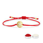El Regalo OM Red Rakhi for Brother- Silver & Gold Plated Stainless Steel OM Bracelet Rakhi for Bhai with Roli Chawal in Rakshabandhan Box- Adjustable for Babies to Adults (Gold)