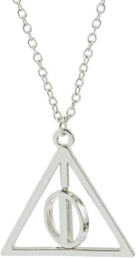 El Regalo Deathly Hallows Rotatable Triangle Pendant Necklace for Girls/Boys- Harry's Iconic Time Necklace Replica for Potterheads