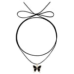 El Regalo Gothic Vintage Layered Black Velvet Butterfly Choker Necklace - Adjustable Boho Butterfly Pendant Necklace for Women & Girls