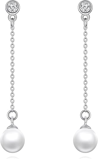 El Regalo Minimalist Pearl Tassel Earrings for Women | Elegant Chain Drop Earrings | Indo Western Style Dangle Pearl Earrings (Style-3)