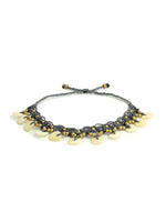 El Regalo 1 PC Boho Anklet- Cowrie Shell & Brass Charms Macrame Adjustable Bead Anklet for Girls & Women- 1 Leg Fashion Barefoot Anklets (Grey Flat Shell Anklet)